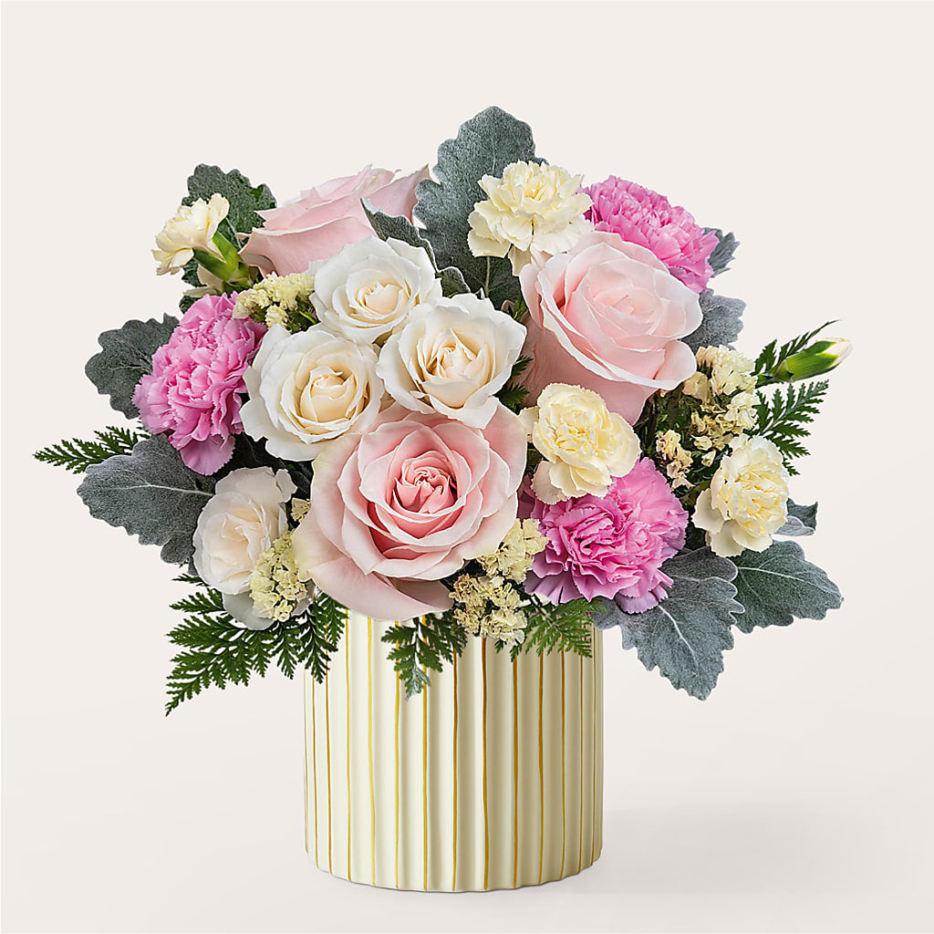 Blissful Moments Bouquet with Ivory Vase – POTRATZ FLORAL SHOP & GREENHOUSES, Erie PA