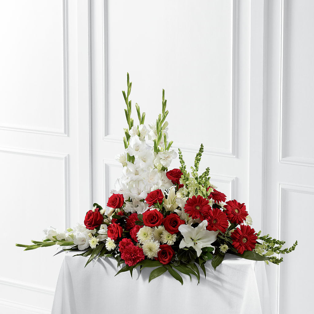 Crimson & White Arrangement – POTRATZ FLORAL SHOP & GREENHOUSES, Erie PA