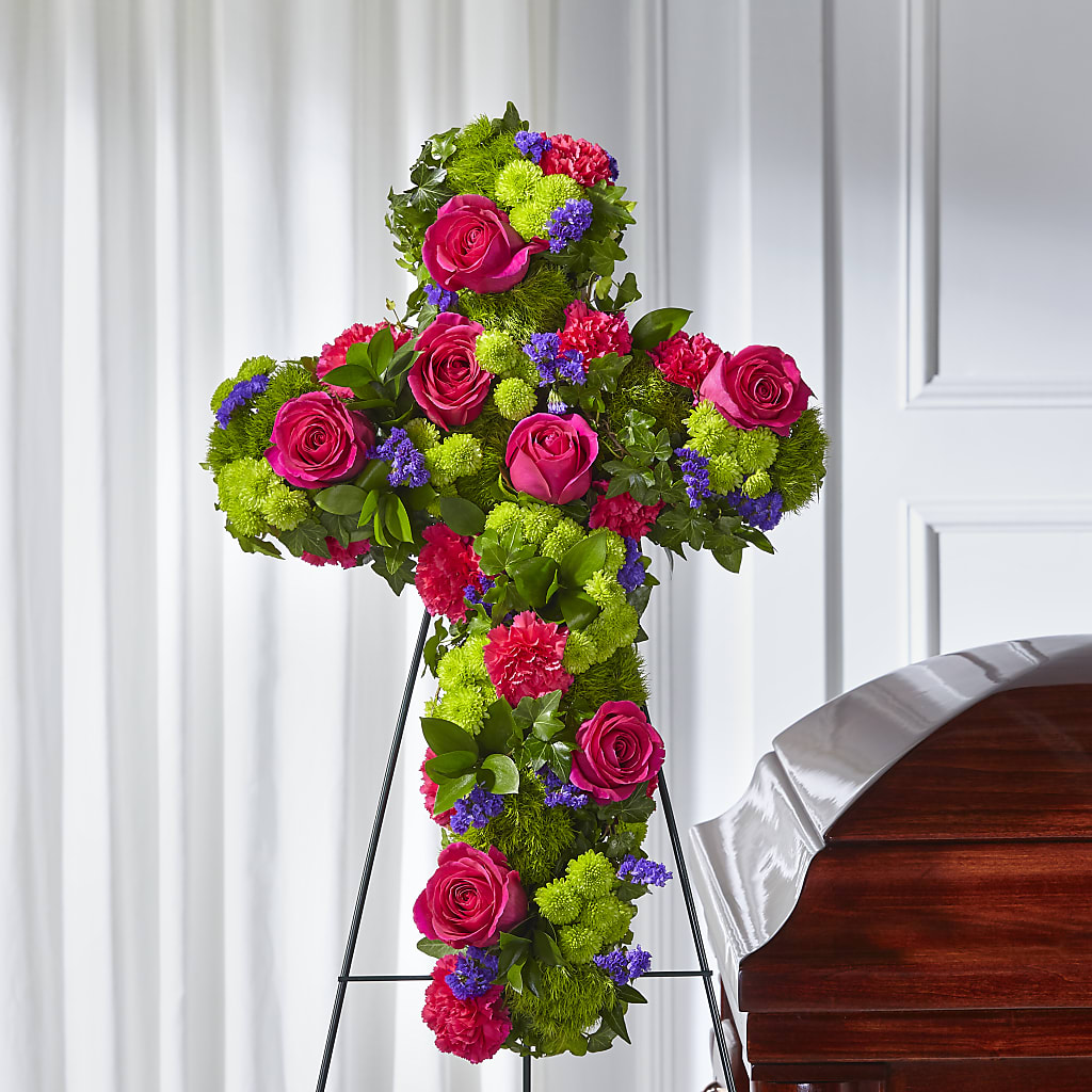 Tribute Rose Floral Cross – POTRATZ FLORAL SHOP & GREENHOUSES, Erie PA