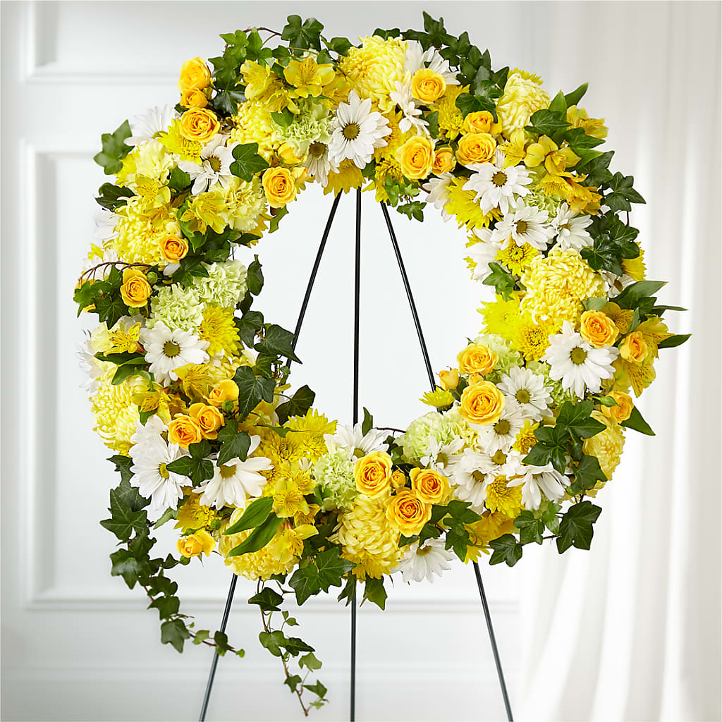 Golden Remembrance Wreath – POTRATZ FLORAL SHOP & GREENHOUSES, Erie PA