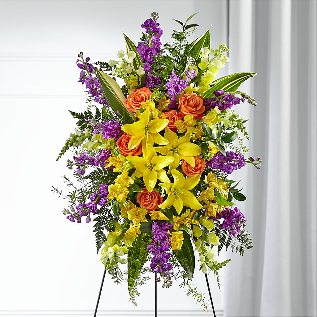 Thoughtful Prayers Standing Spray – POTRATZ FLORAL SHOP & GREENHOUSES, Erie PA