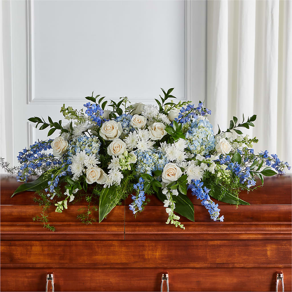 Timeless Essence Casket Spray – POTRATZ FLORAL SHOP & GREENHOUSES, Erie PA