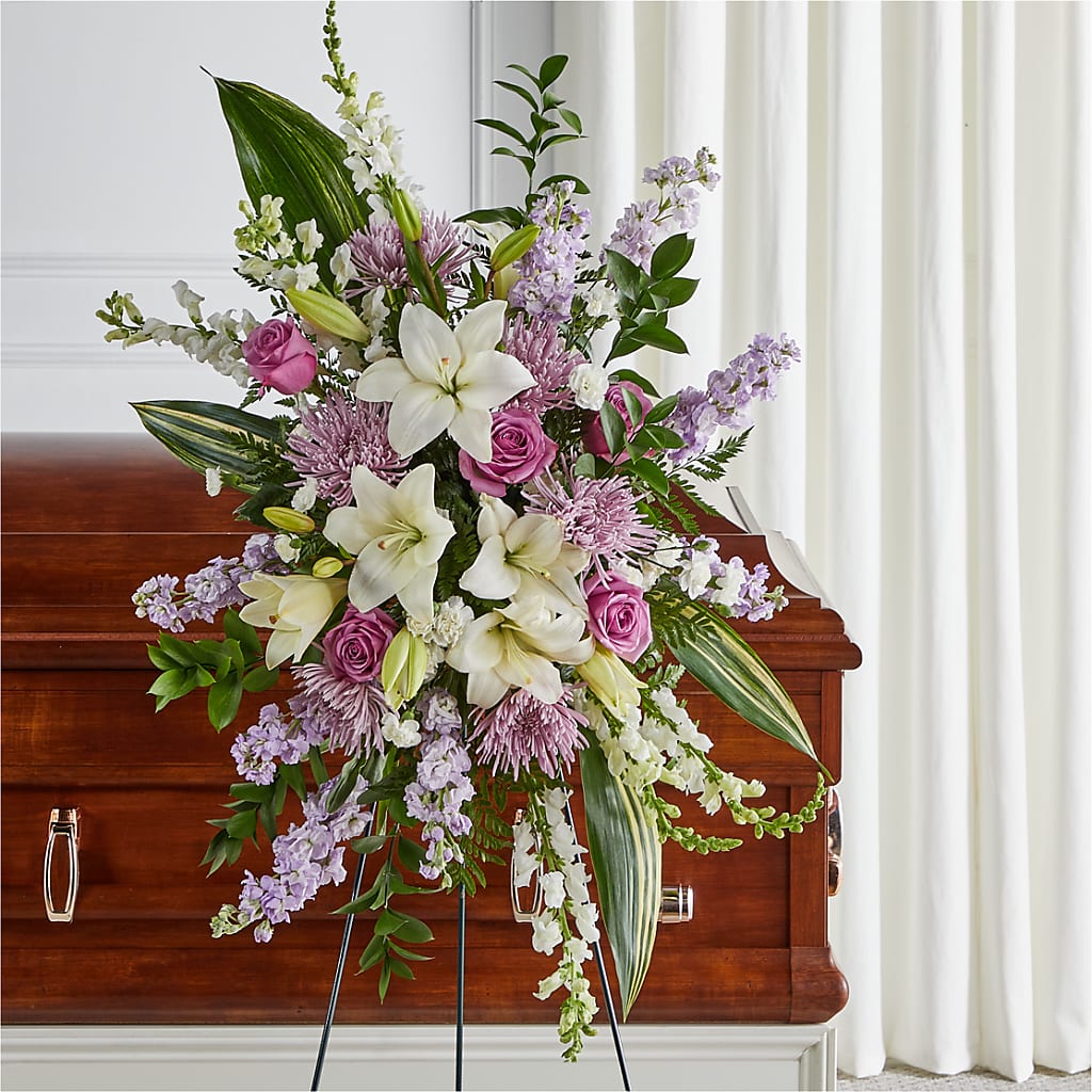 Grateful Hearts Standing Spray – POTRATZ FLORAL SHOP & GREENHOUSES, Erie PA
