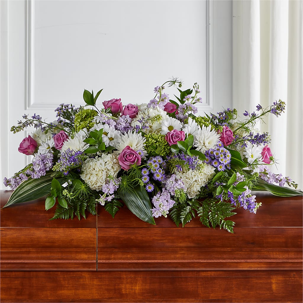Meadows of Serenity Casket Spray – POTRATZ FLORAL SHOP & GREENHOUSES, Erie PA