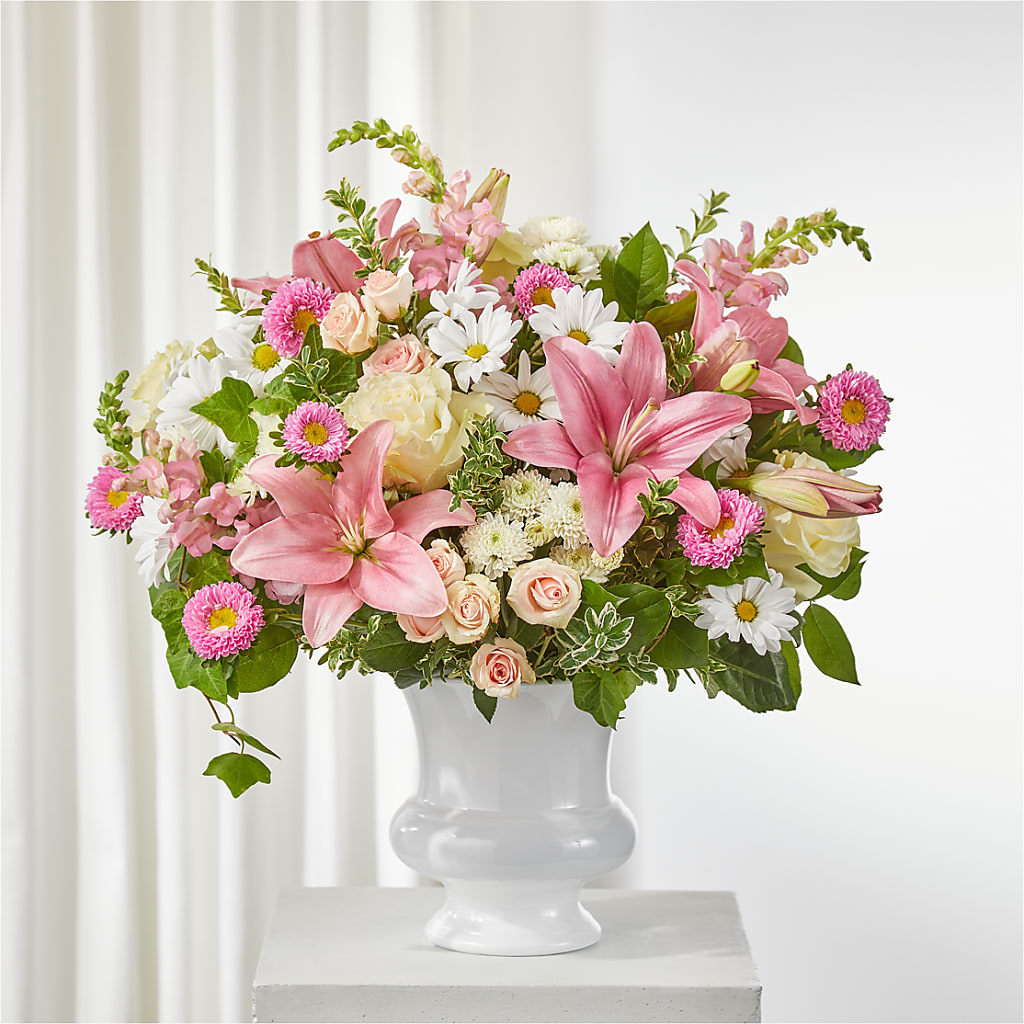 Empathetic Blooms Urn Arrangement – POTRATZ FLORAL SHOP & GREENHOUSES, Erie PA