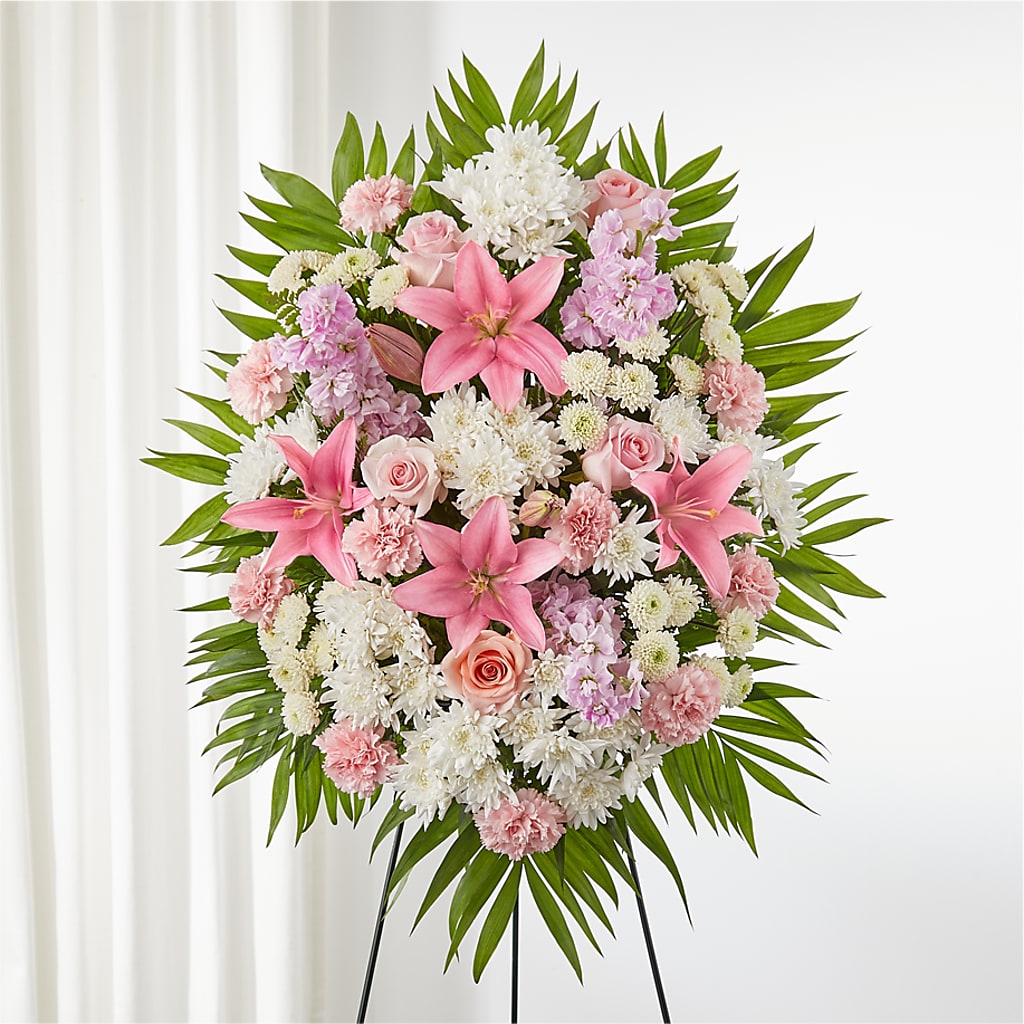 Offering Solace Standing Spray – POTRATZ FLORAL SHOP & GREENHOUSES, Erie PA