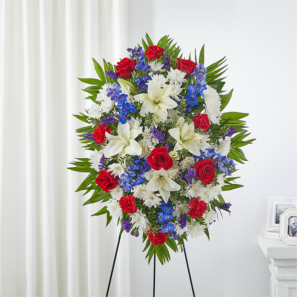 Cherished Service Standing Spray – POTRATZ FLORAL SHOP & GREENHOUSES, Erie PA