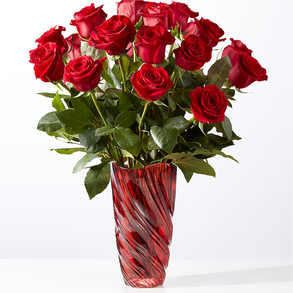 Classic Love Red Rose Bouquet with Luxe Swirl Vase – POTRATZ FLORAL SHOP & GREENHOUSES, Erie PA