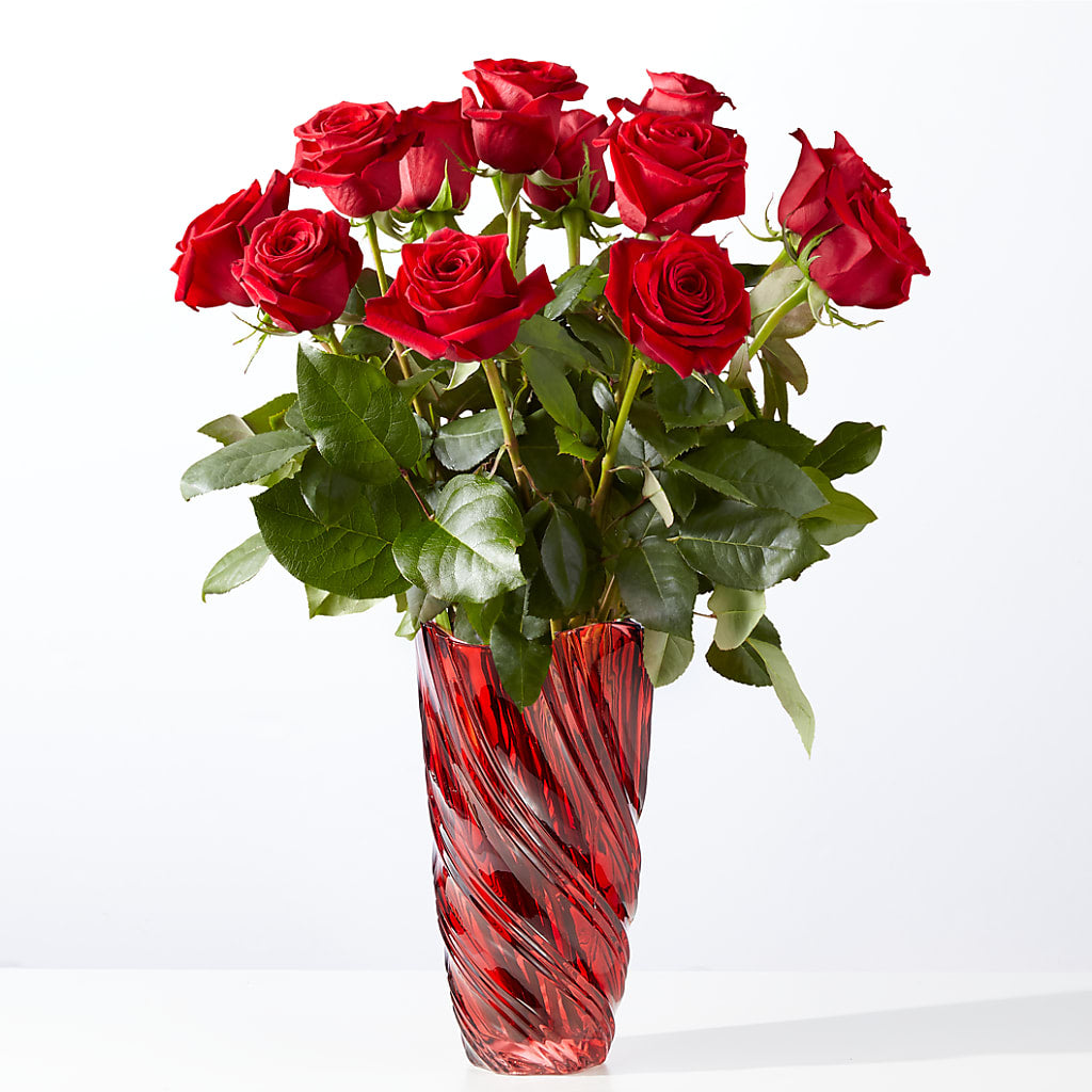 Classic Love Red Rose Bouquet with Luxe Swirl Vase – POTRATZ FLORAL SHOP & GREENHOUSES, Erie PA