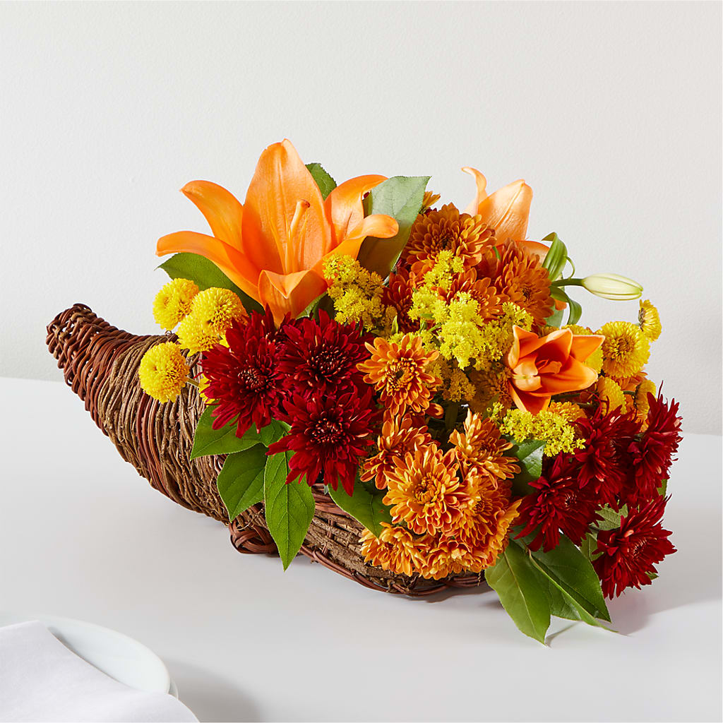 Bouquet of Blessings Cornucopia – POTRATZ FLORAL SHOP & GREENHOUSES, Erie PA