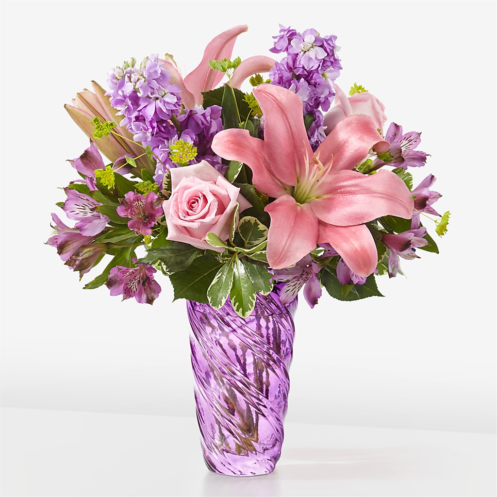 Precious Petals Bouquet with Luxe Swirl Vase – POTRATZ FLORAL SHOP & GREENHOUSES, Erie PA