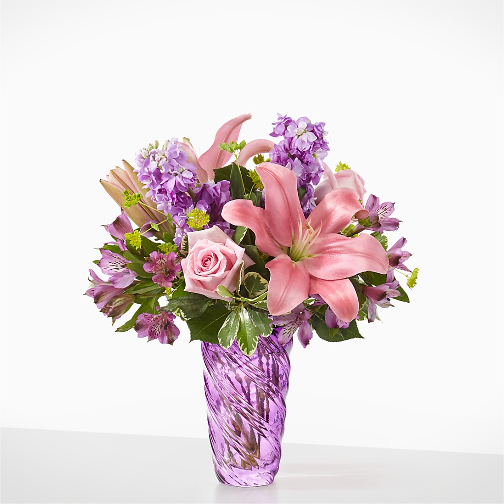 Precious Petals Bouquet with Luxe Swirl Vase – POTRATZ FLORAL SHOP & GREENHOUSES, Erie PA