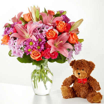 One and Only Bouquet and Bear Bundle – POTRATZ FLORAL SHOP & GREENHOUSES, Erie PA