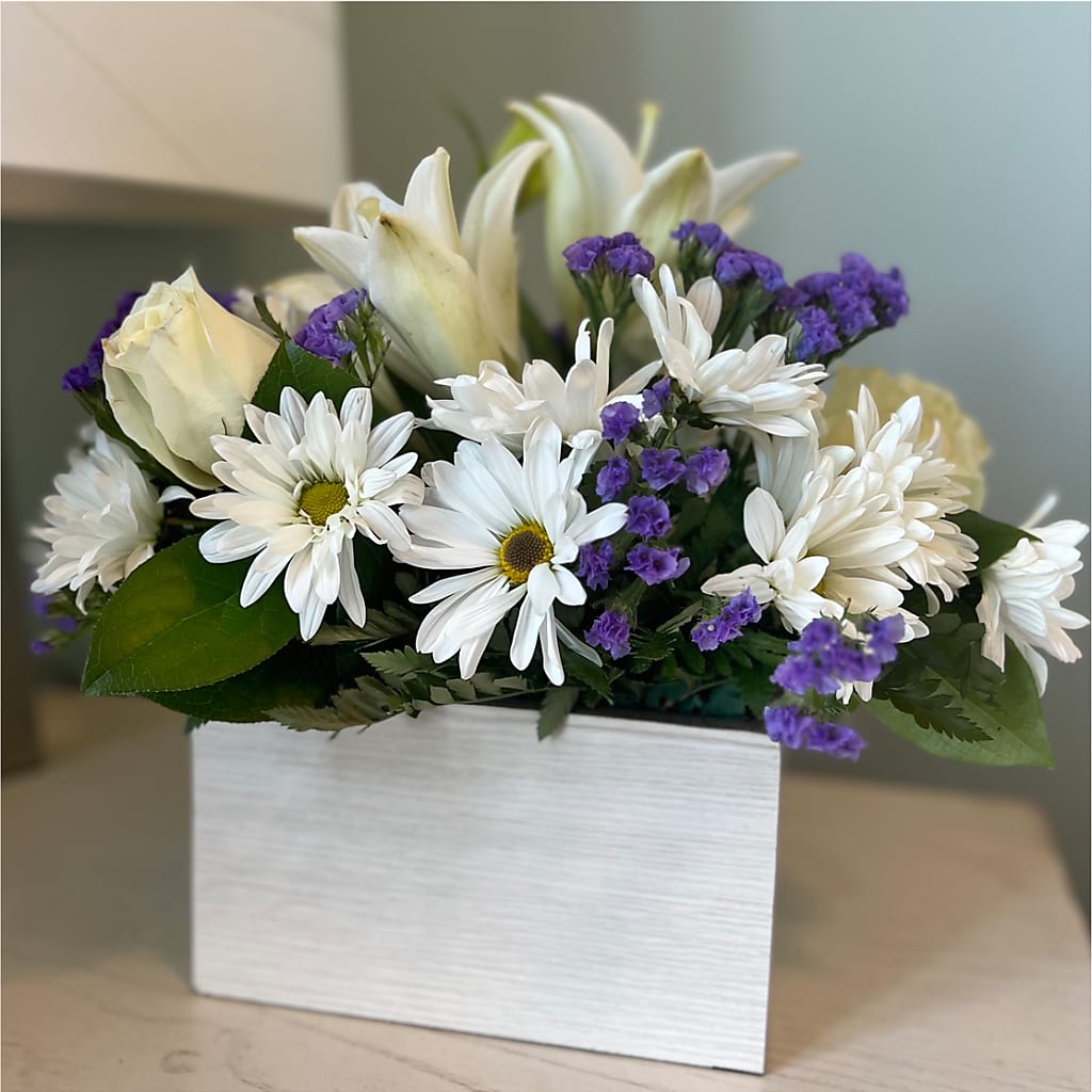 Beyond Blue Box Bouquet – POTRATZ FLORAL SHOP & GREENHOUSES, Erie PA
