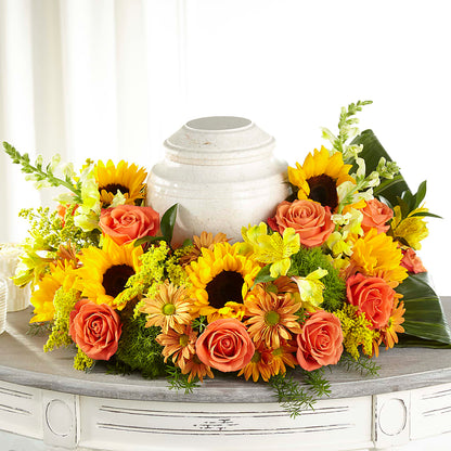 Faithful Sunflower Cremation Adornment – POTRATZ FLORAL SHOP & GREENHOUSES, Erie PA