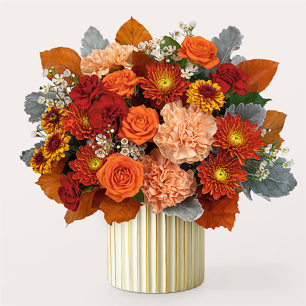Merlot Bouquet with Ivory Vase – POTRATZ FLORAL SHOP & GREENHOUSES, Erie PA