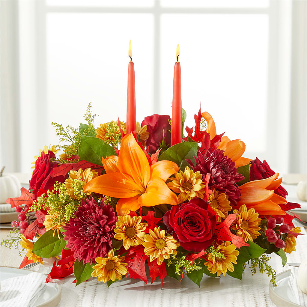 Autumn's Embrace Centerpiece – POTRATZ FLORAL SHOP & GREENHOUSES, Erie PA
