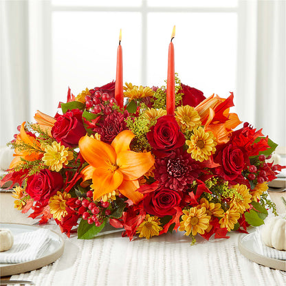 Autumn's Embrace Centerpiece – POTRATZ FLORAL SHOP & GREENHOUSES, Erie PA