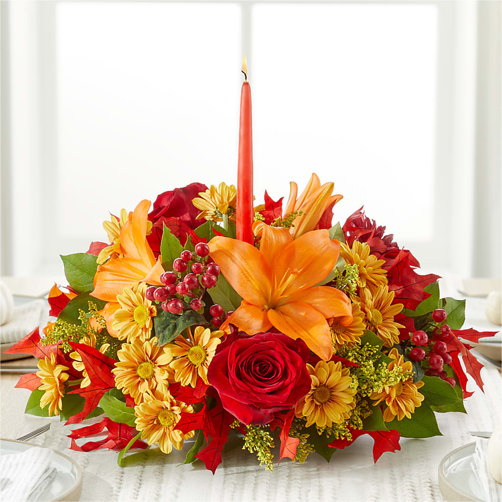 Autumn's Embrace Centerpiece – POTRATZ FLORAL SHOP & GREENHOUSES, Erie PA